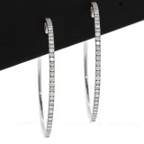 1.50 Cts. 14K White Gold Diamond Hoop Earrings